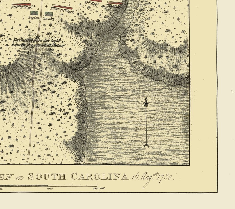 Historic Revolutionary War Map - Camden South Carolina - Des Barres 1780 - 25.85 x 23 - Vintage Wall Art