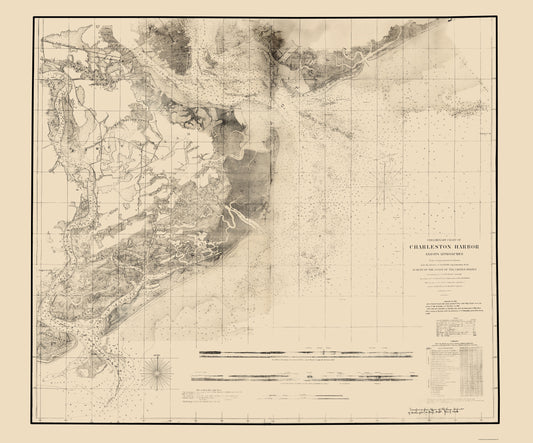 Historic Nautical Map - Charleston Harbor - USCS 1858 - 23 x 27.69 - Vintage Wall Art