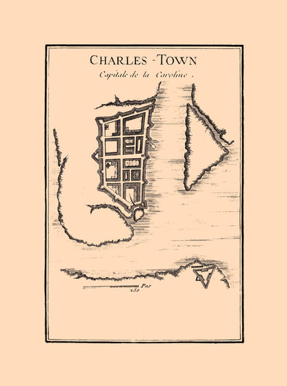 Historic City Map - Charles Town South Carolina - 1780 - 23 x 30.91 - Vintage Wall Art