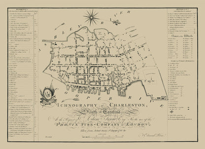 Historic City Map - Charleston South Carolina - Petrie 1790 - 31.67 x 23 - Vintage Wall Art