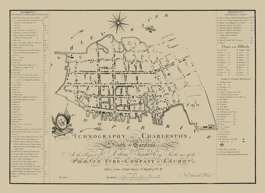 Historic City Map - Charleston South Carolina - Petrie 1790 - 31.67 x 23 - Vintage Wall Art