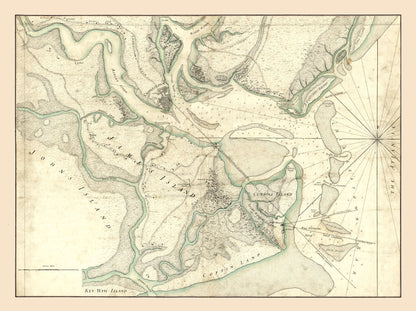 Historic City Map - Charleston South Carolina - 1780 - 30.78 x 23 - Vintage Wall Art