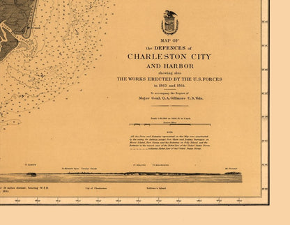 Historical Civil War Map - Charleston Defenses - US Army 1860 - 29.61 x 23 - Vintage Wall Art