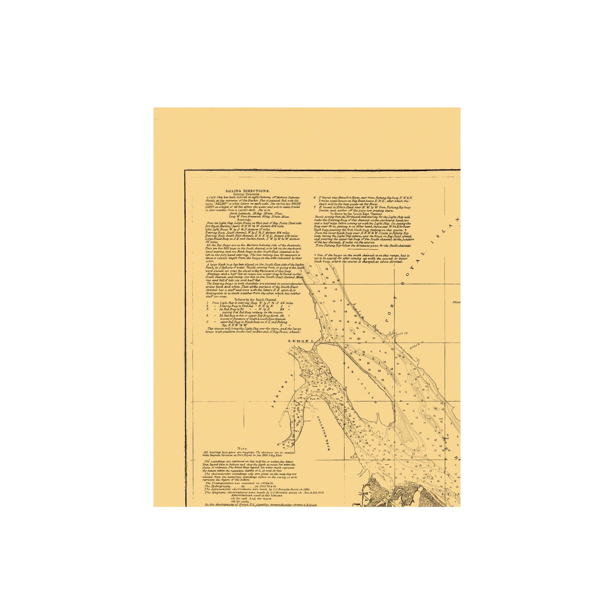 Historic City Map Hilton Head Island South Carolina Ship Channel B