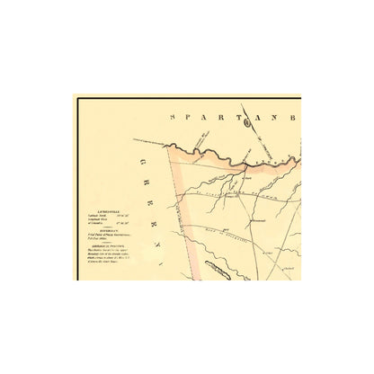 Historic County Map - Laurens County South Carolina - Mills 1825 - 28.13 x 23 - Vintage Wall Art