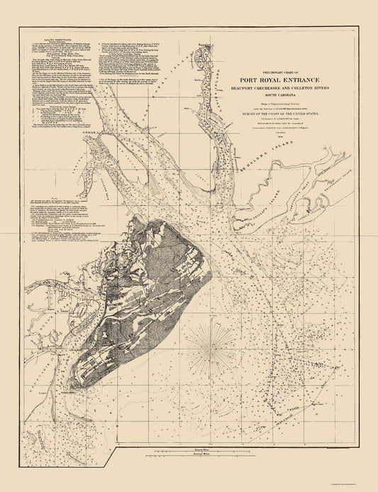 Historic Nautical Map - Port Royal Entrance - USCS 1862 - 23 x 29.92 - Vintage Wall Art