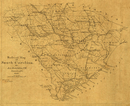 Historic State Map - South Carolina - Hotchkiss 1880 - 28.33 x 23 - Vintage Wall Art