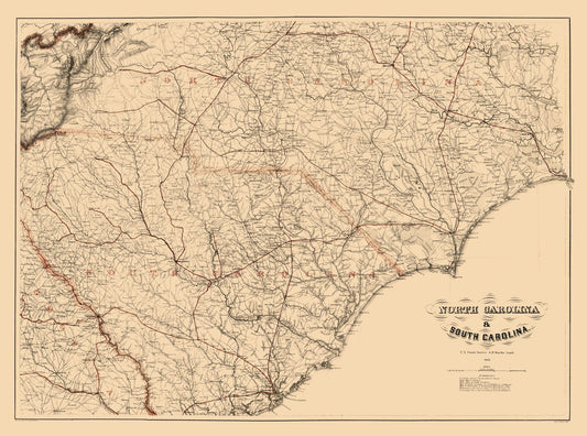 Historic State Map - South Carolina - Bache 1865 - 30.98 x 23 - Vintage Wall Art