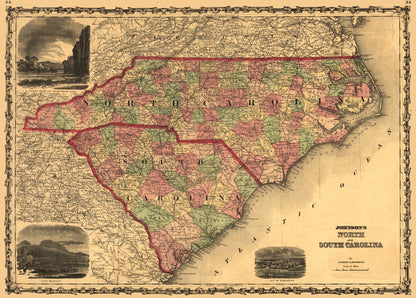 Historic State Map - South Carolina - Browning 1861 - 32.05 x23 - Vintage Wall Art