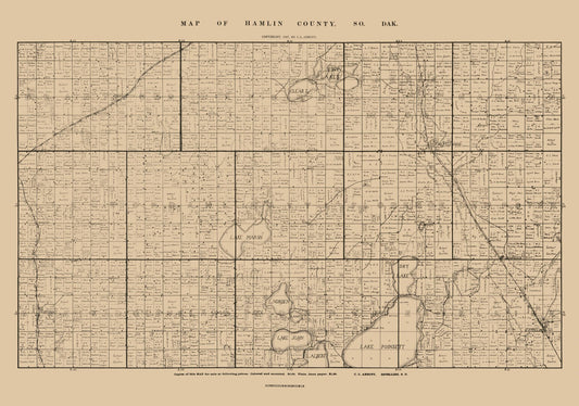 Historic County Map - Hamlin County South Dakota - Abbott 1897 - 32.73 x 23 - Vintage Wall Art