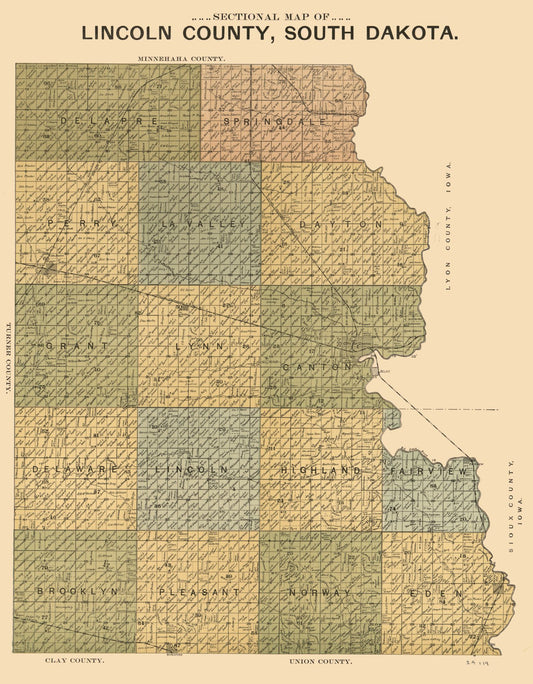 Historic County Map - Lincoln County South Dakota - Scott 1899 - 23 x 29.51 - Vintage Wall Art