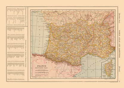 Historic Map - France Southern - Reynold 1921 - 32.33 x 23 - Vintage Wall Art