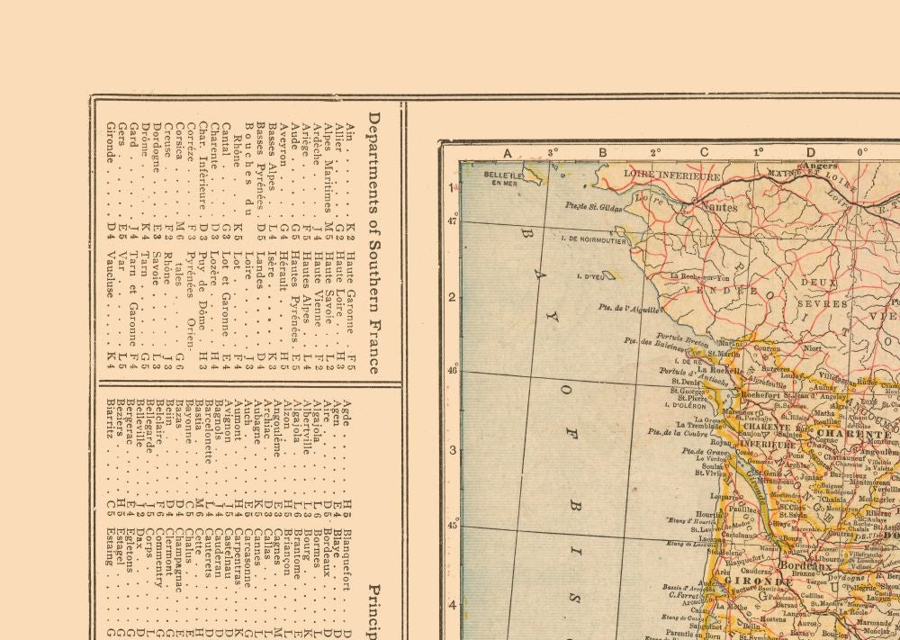 Historic Map - France Southern - Reynold 1921 - 32.33 x 23 - Vintage Wall Art