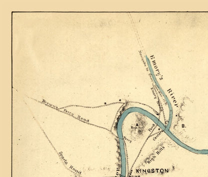 Historical Civil War Map - Kingston Tennessee - Michler 1863 - 27 x 23 - Vintage Wall Art