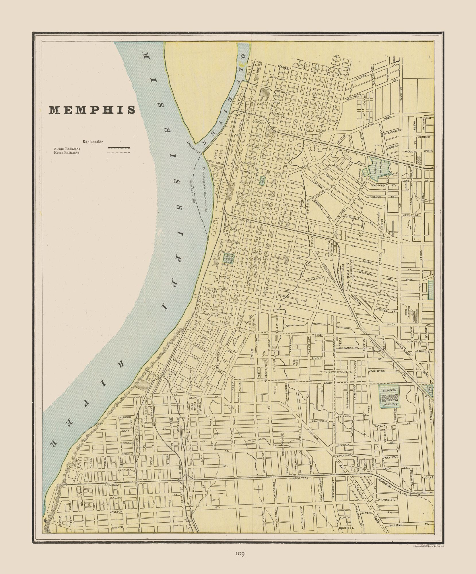 Historic City Map - Memphis Tennessee - Cram 1892 - 23 x 27.73 - Vinta ...