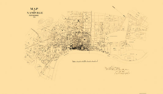 Historic City Map - Nashville Tennessee  - Poe 1864 - 40.13 x 23 - Vintage Wall Art