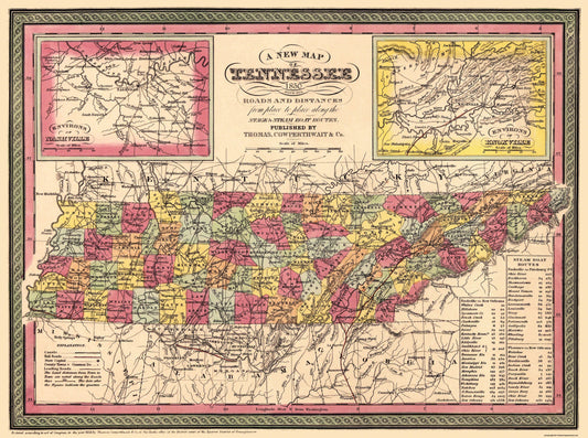 Historic State Map - Tennessee - Thomas 1850 - 30.88 x 23 - Vintage Wall Art