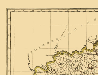 Historic State Map - Kentucky Tennessee - Morse 1823 - 23 x 29.99 - Vintage Wall Art