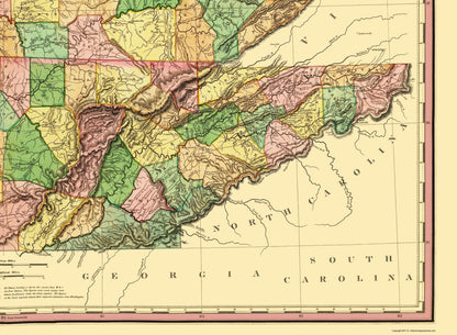 Historic State Map - Kentucky Tennessee Part of Illinois - Tanner 1823 - 23 x 31.41 - Vintage Wall Art