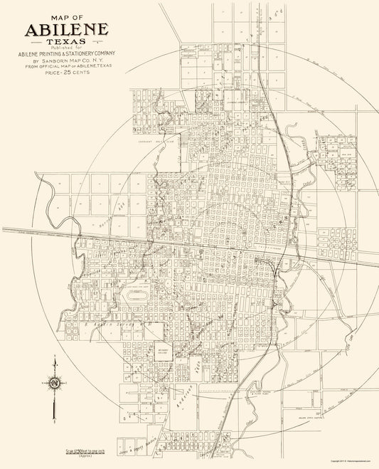 Historic City Map - Abilene Texas - Sanborn 1929 - 23 x 28.43 - Vintage Wall Art