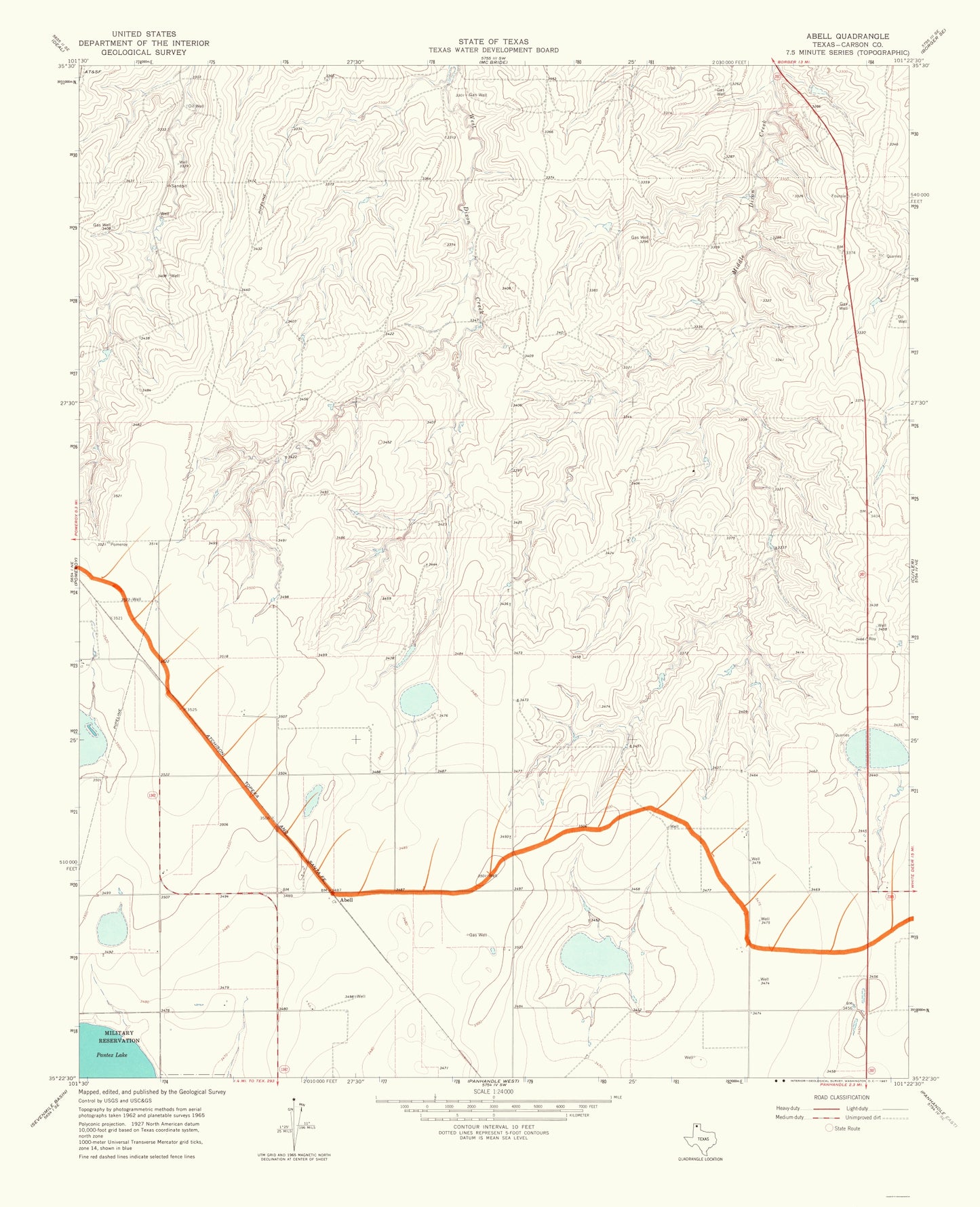 Topographical Map - Abell Texas Quad - USGS 1967 - 23 x 28.33 - Vintage Wall Art