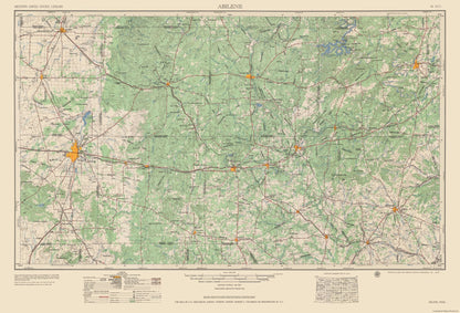 Topographical Map - Abilene Texas Quad - USGS 1954 - 33.79 x 23 - Vintage Wall Art