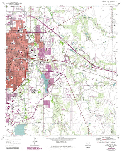 Topographical Map - Abilene Texas East Quad - USGS 1957 - 23 x 28.60 - Vintage Wall Art