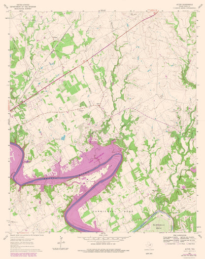 Topographical Map - Acton Texas Quad - USGS 1961 - 23 x 28.95 - Vintage Wall Art