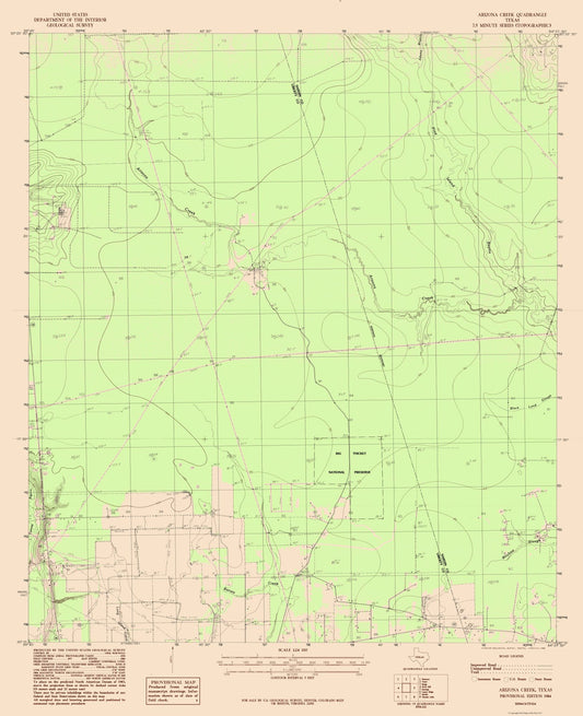 Topographical Map - Arizona Creek Texas Quad - USGS 1984 - 23 x 28.26 - Vintage Wall Art