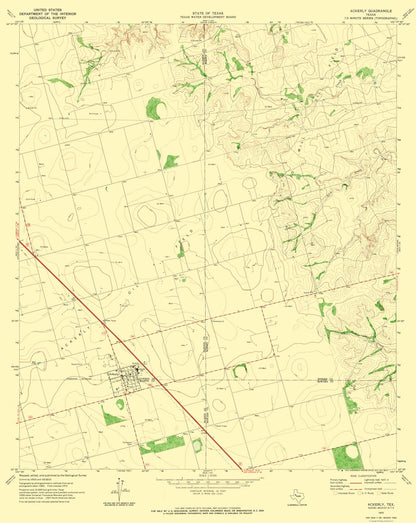 Topographical Map - Ackerly Texas Quad - USGS 1970 - 23 x 28.92 - Vintage Wall Art