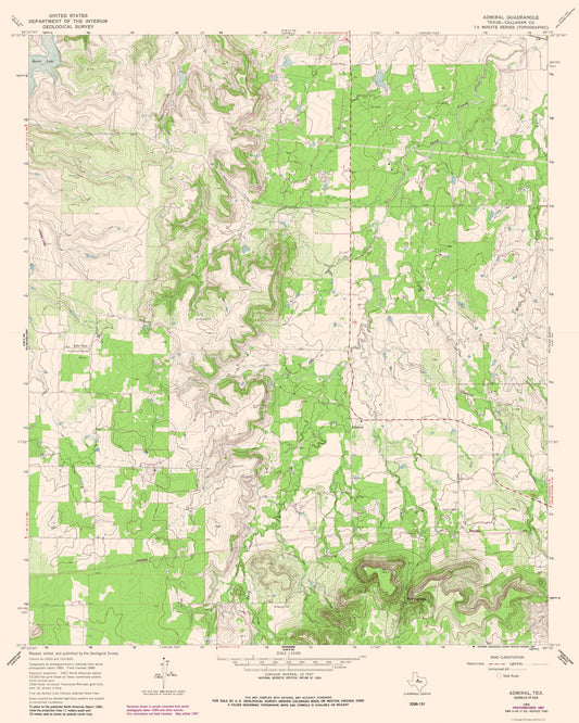 Topographical Map - Admiral Texas Quad - USGS 1966 - 23 x 28.76 - Vintage Wall Art