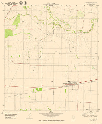 Topographical Map - Agua Dulce Texas Quad - USGS 1979 - 23 x 27.86 - Vintage Wall Art