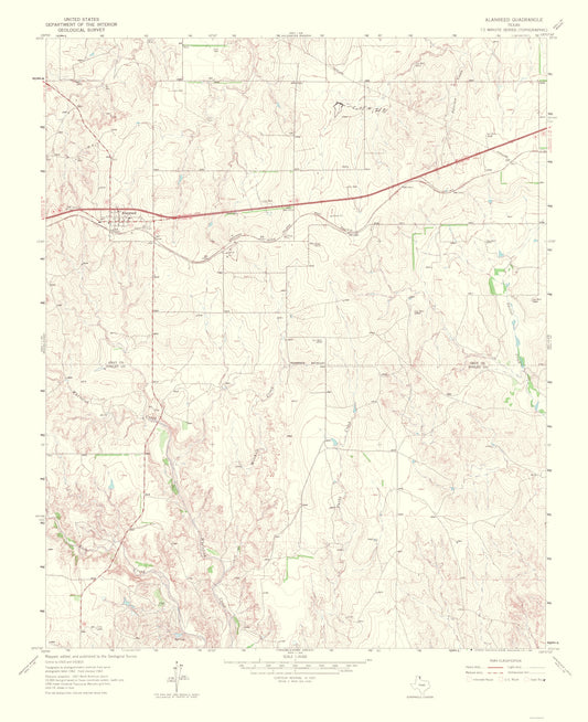 Topographical Map - Alanreed Texas Quad - USGS 1967 - 23 x 28.22 - Vintage Wall Art