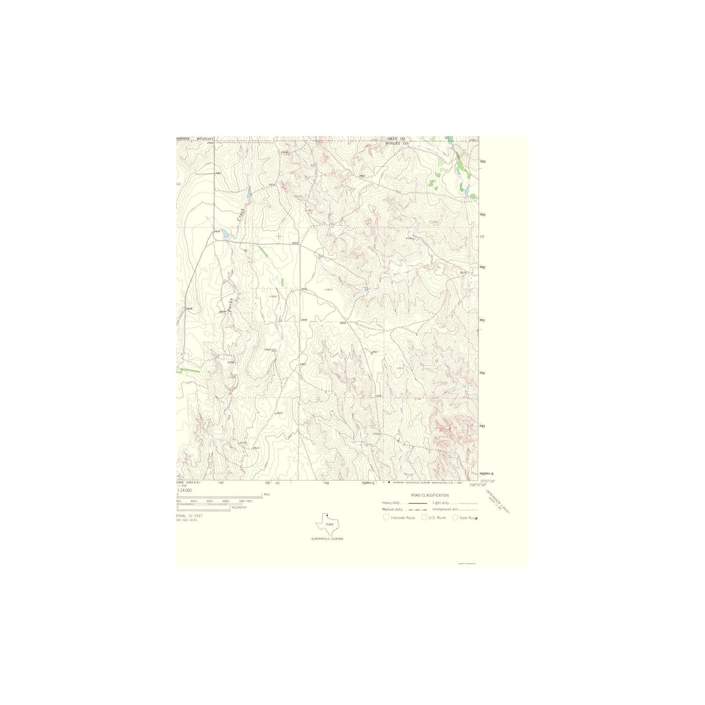 Topographical Map - Alanreed Texas Quad - USGS 1967 - 23 x 28.22 - Vin ...