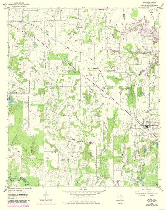 Topographical Map - Alba Texas Quad - USGS 1958 - 23 x 29.06 - Vintage Wall Art