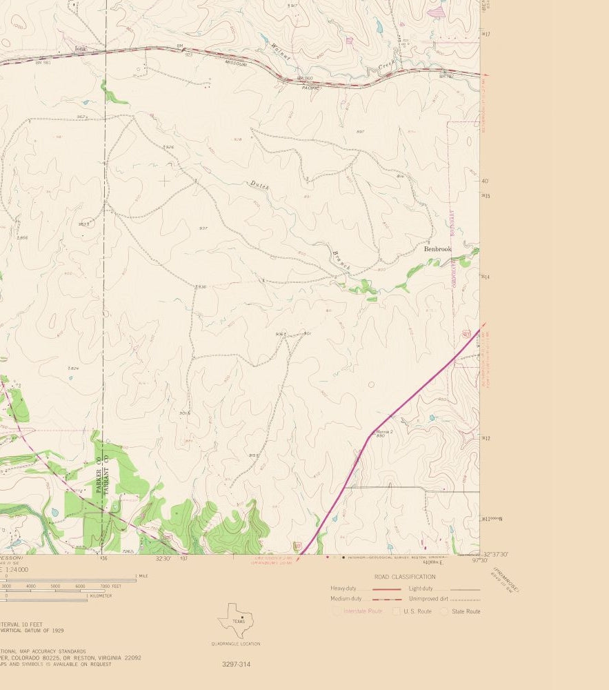 Topographical Map - Aledo Texas Quad - USGS 1981 - 23 x 26.04 - Vintag ...