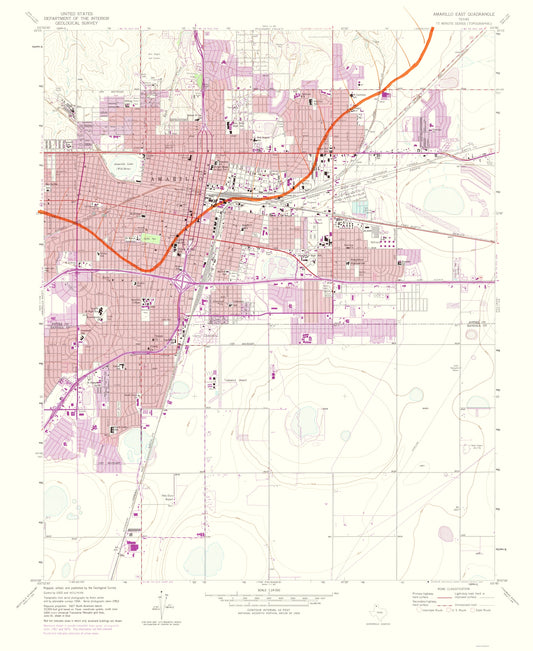 Topographical Map - Amarillo Texas East Quad - USGS 1975 - 23 x 28.08 - Vintage Wall Art