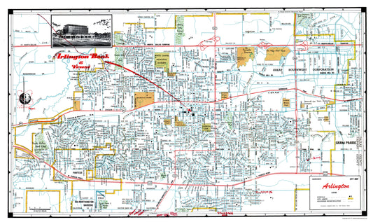 Historic City Map - Arlington Texas - Ashburn 1960 - 23 x 38.66 - Vintage Wall Art