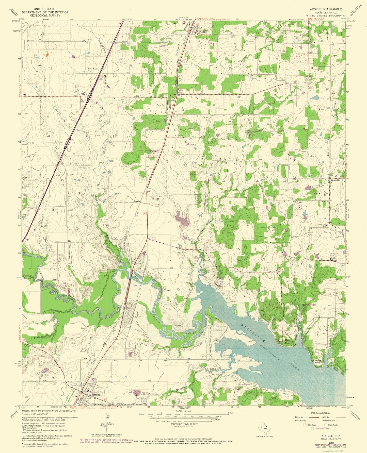 Topographical Map - Argyle Texas Quad - USGS 1960 - 23 x 28.41 - Vintage Wall Art