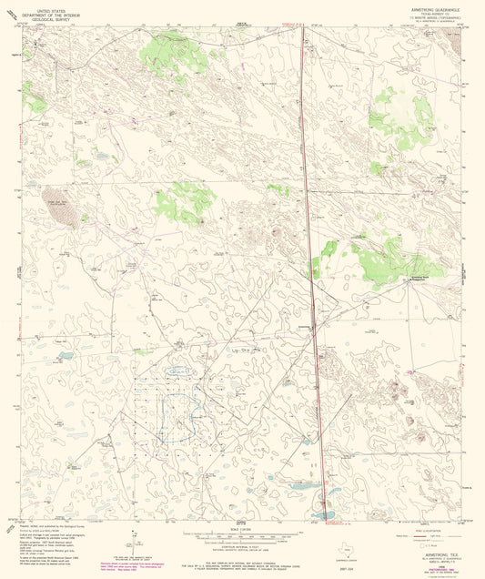 Topographical Map - Armstrong Texas Quad - USGS 1956 - 23 x 27.44 - Vintage Wall Art