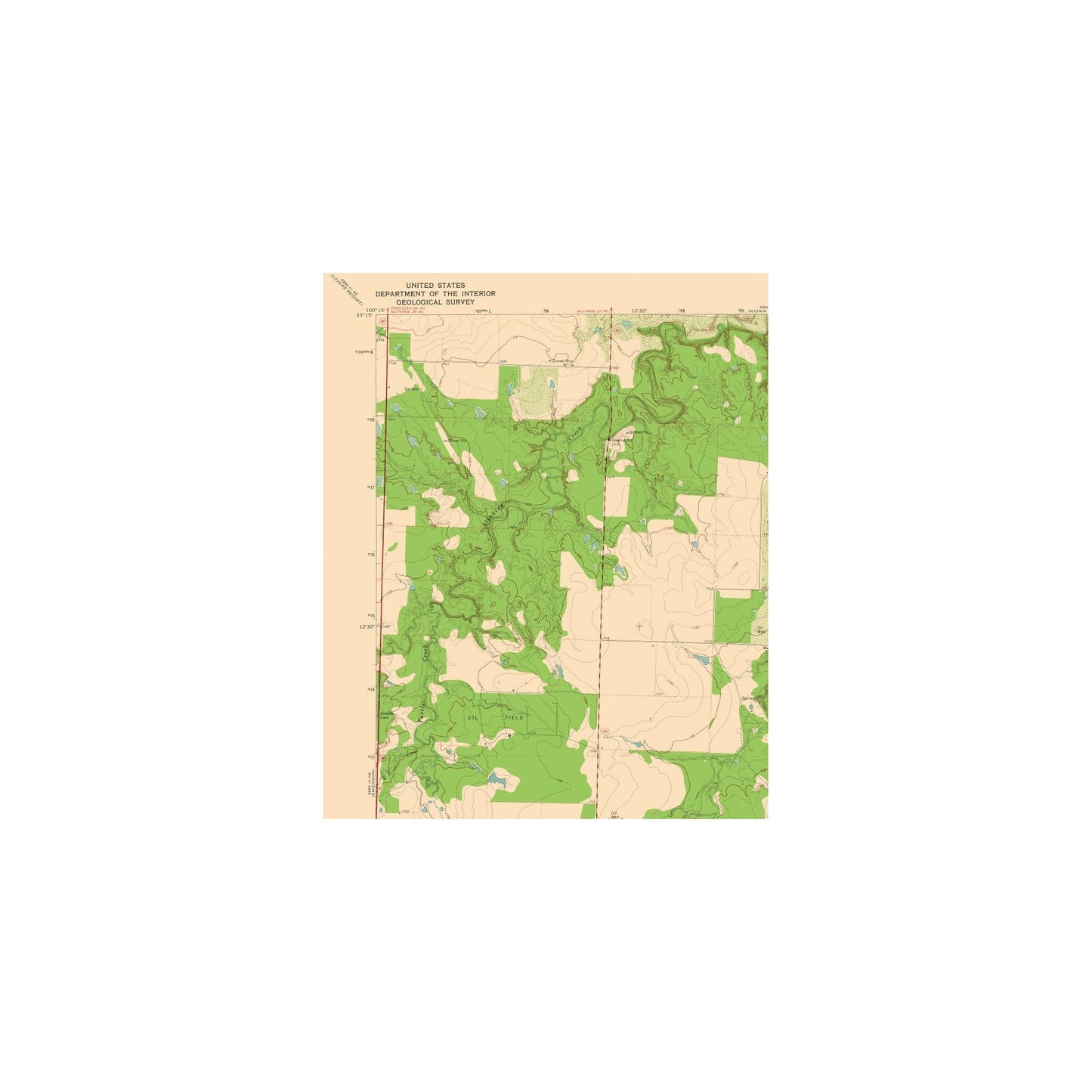 Topographical Map - Aspermont Texas Quad - USGS 1968 - 23 x 28.23 - Vintage Wall Art