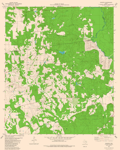 Topographical Map - Augusta Texas Quad - USGS 1982 - 23 x 28.60 - Vintage Wall Art