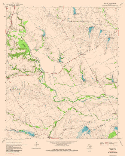 Topographical Map - Avalon Texas Quad - USGS 1976 - 23 x 28.71 - Vintage Wall Art