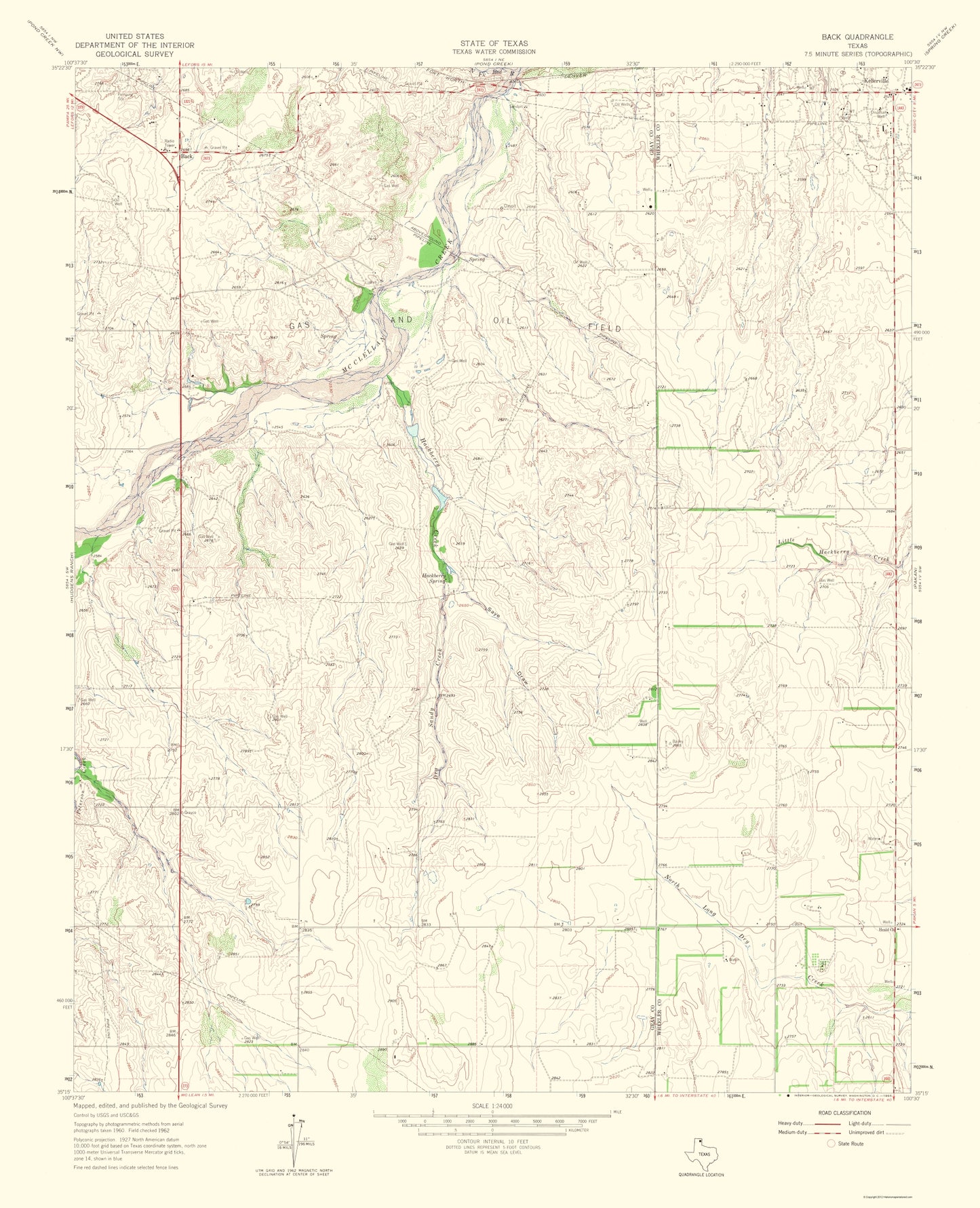 Topographical Map - Back Texas Quad - USGS 1967 - 23 x 28.35 - Vintage Wall Art