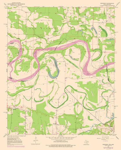 Topographical Map - Barkman Texas Quad - USGS 1950 - 23 x 28.53 - Vintage Wall Art
