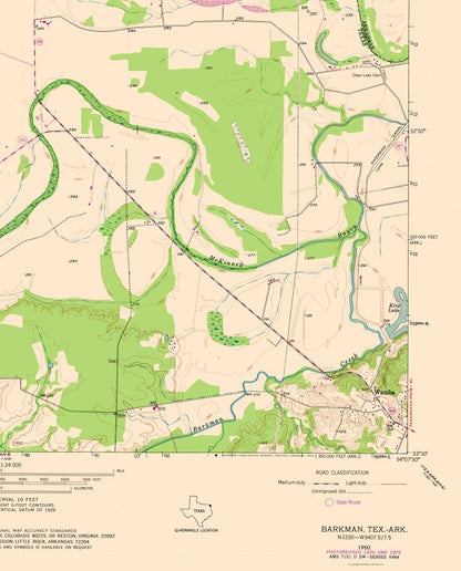 Topographical Map - Barkman Texas Quad - USGS 1950 - 23 x 28.53 - Vintage Wall Art