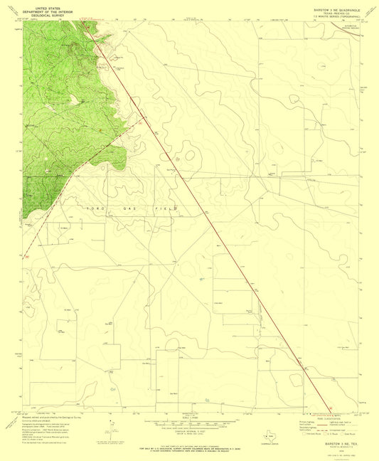 Topographical Map - Barstow Texas Quad - USGS 1970 - 23 x 27.95 - Vintage Wall Art