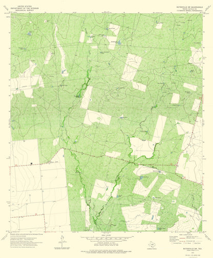 Topographical Map - Batesville Texas South West Quad - USGS 1972 - 23 x 27.90 - Vintage Wall Art