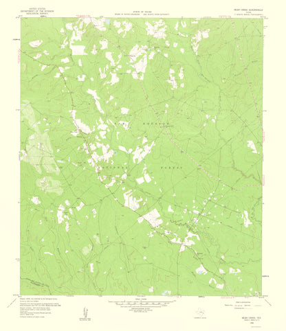 Topographical Map - Bear Creek Texas Quad - USGS 1960 - 23 x 26.66 - Vintage Wall Art