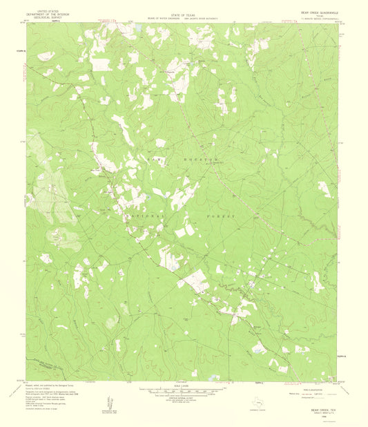 Topographical Map - Bear Creek Texas Quad - USGS 1960 - 23 x 26.66 - Vintage Wall Art